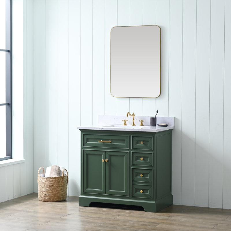 Three Posts™ Currahee 36'' Single Bathroom Vanity with Engineered Stone